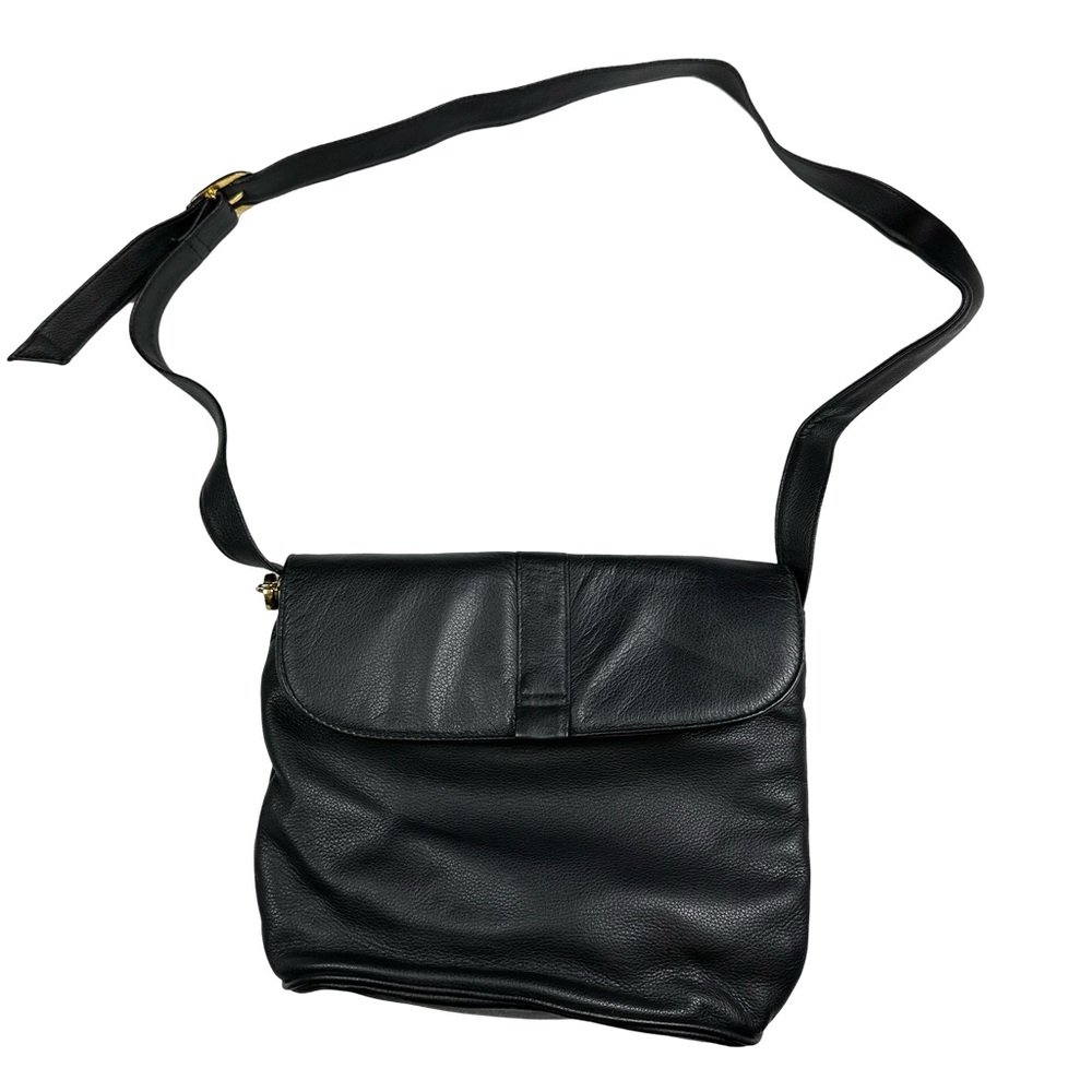 Vintage 80s Toni Pebbled Leather Gold Hardware Flap Closure Crossbody Purse Bag